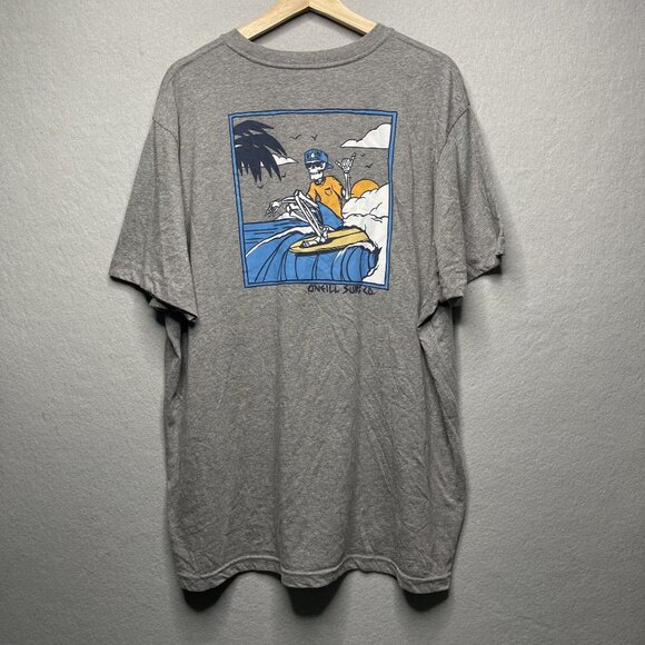 ONeill Skull Graphic Tee Gray XX-Large Standard Fit Cotton Blend Mens Casual Sur - Picture 4 of 6